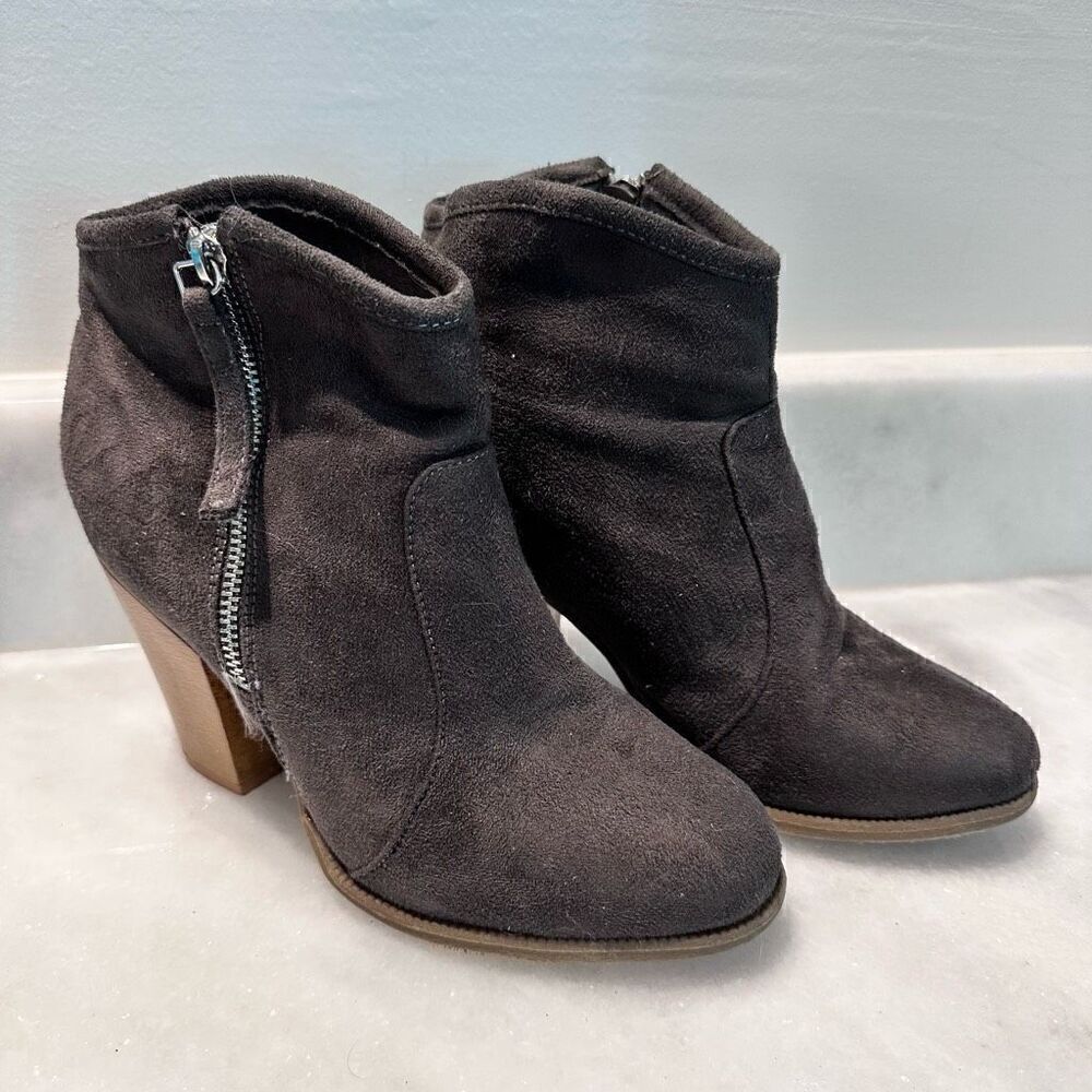Liliana Womens VINTAGE Y2K Chunky Heel Ankle Booties Brown Size 7